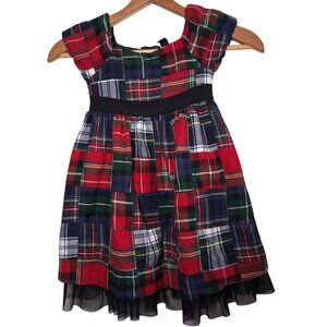 Baby Gap Dress Toddler 2T Red Green Blue Patchwork Plaid Tartan Tulle Party